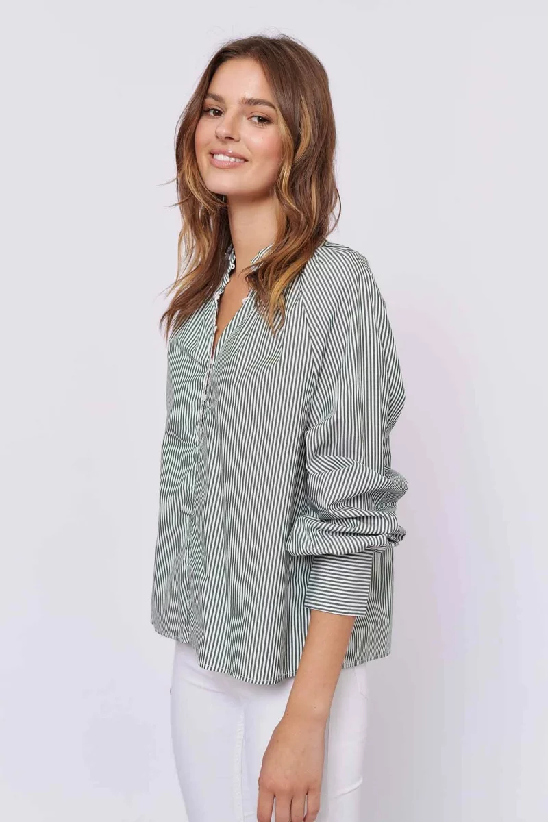 alessandra shirts venice cotton shirt in forest stripe 30614341287990