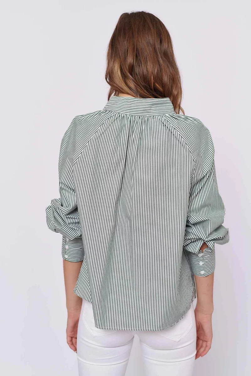alessandra shirts venice cotton shirt in forest stripe 30614341386294