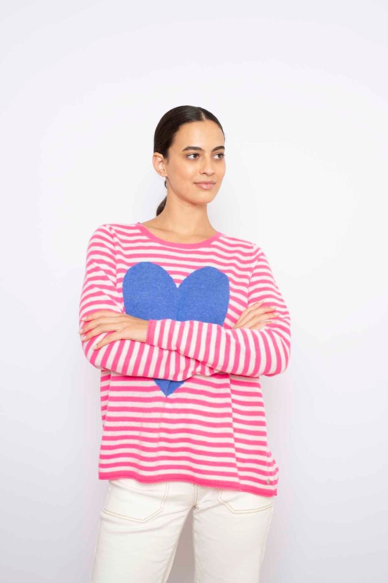love heart cashmere sweater in electric pink 30652883828790