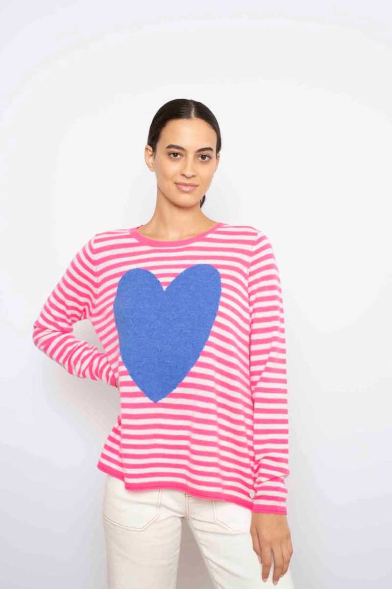 love heart cashmere sweater in electric pink 30652883861558
