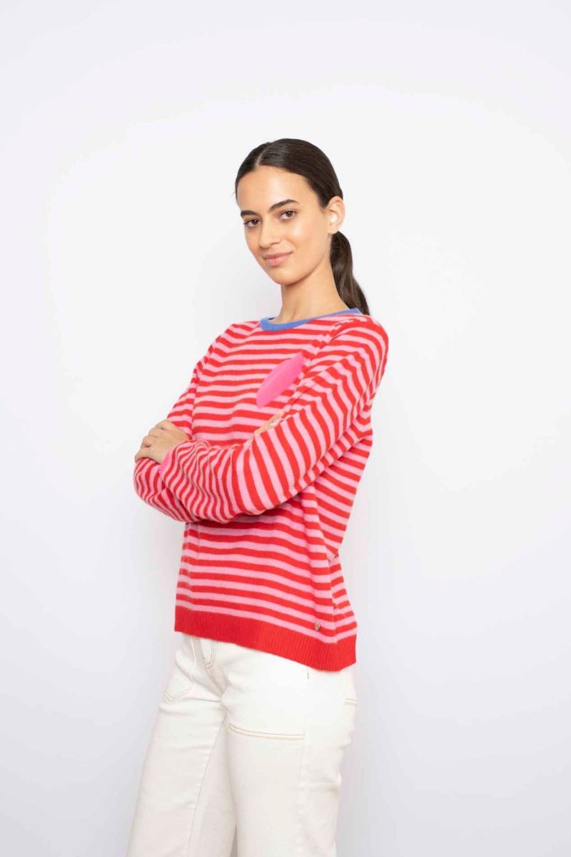 stripey cupid cashmere sweater in rouge 30666075439158