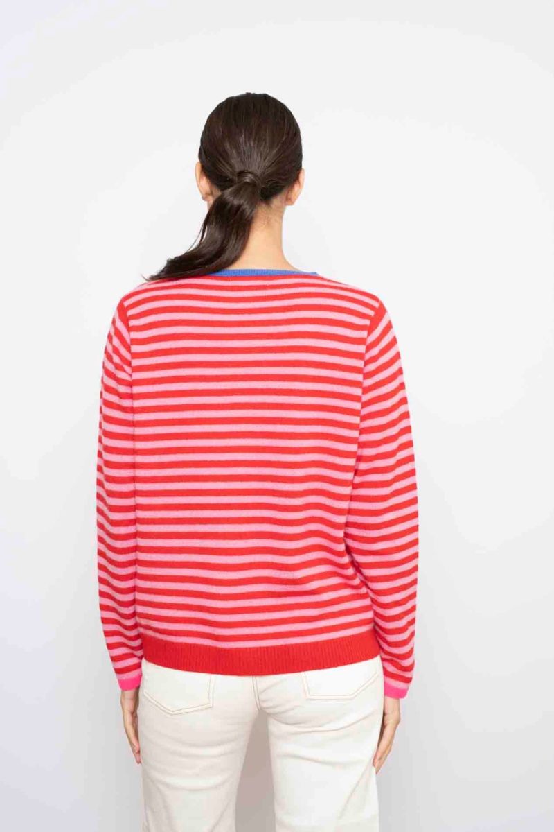 stripey cupid cashmere sweater in rouge 30666075570230