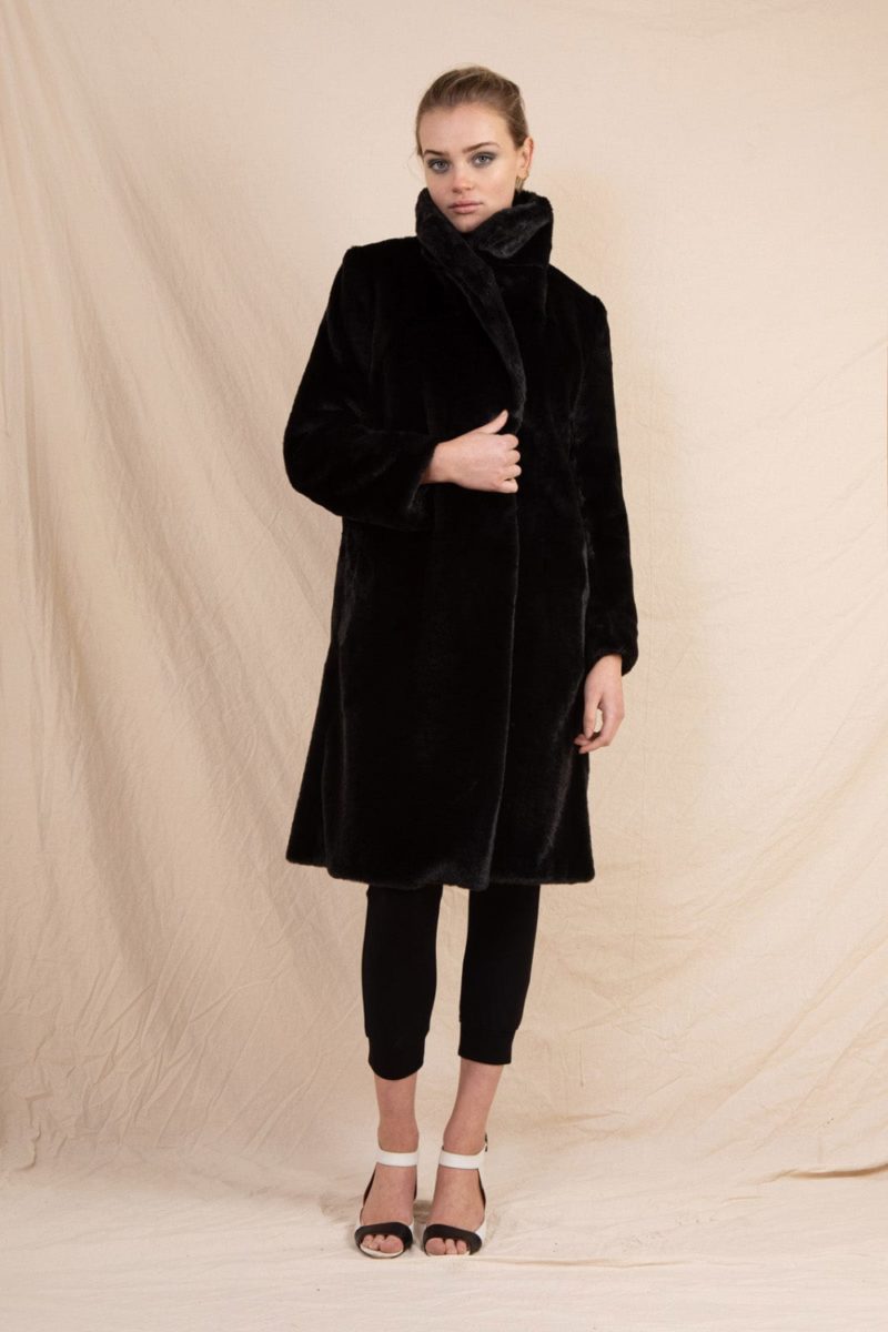 Caravan & Co Ava Faux Fur Coat Black