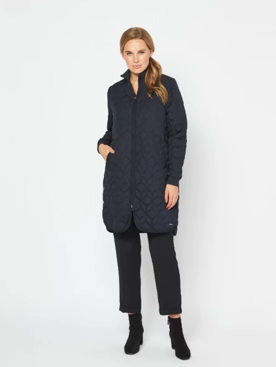 padded quilt coat indigo
