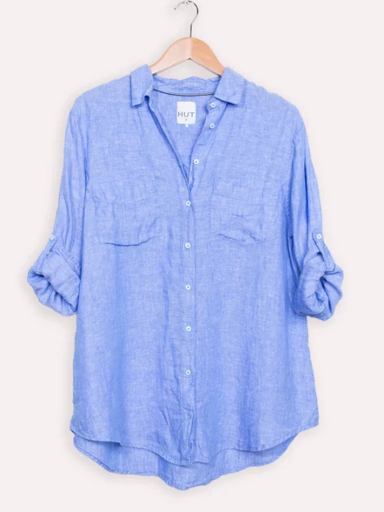 Hut Blue Chambray Boyfriend Irish Linen Shirt