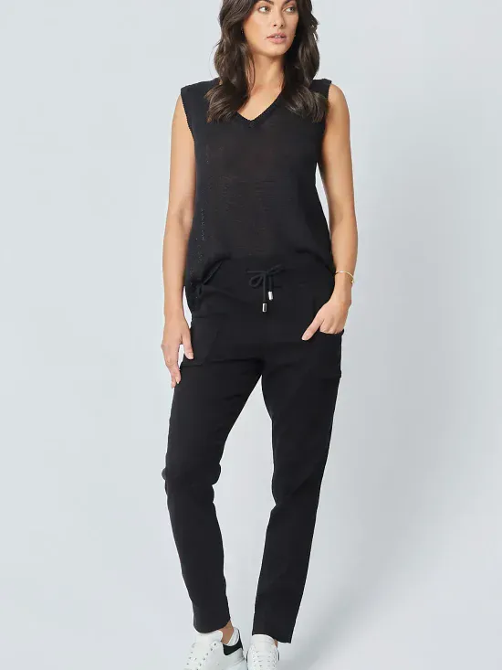 Dricoper Ricita Black Linen Knit Top