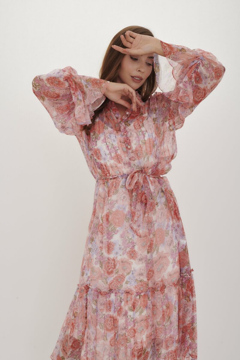 Kamare Hope Silk Dress Pink Meadow - Image 2