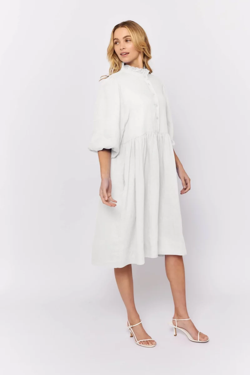 alessandra dresses lume dress in white linen 31220641628214 scaled