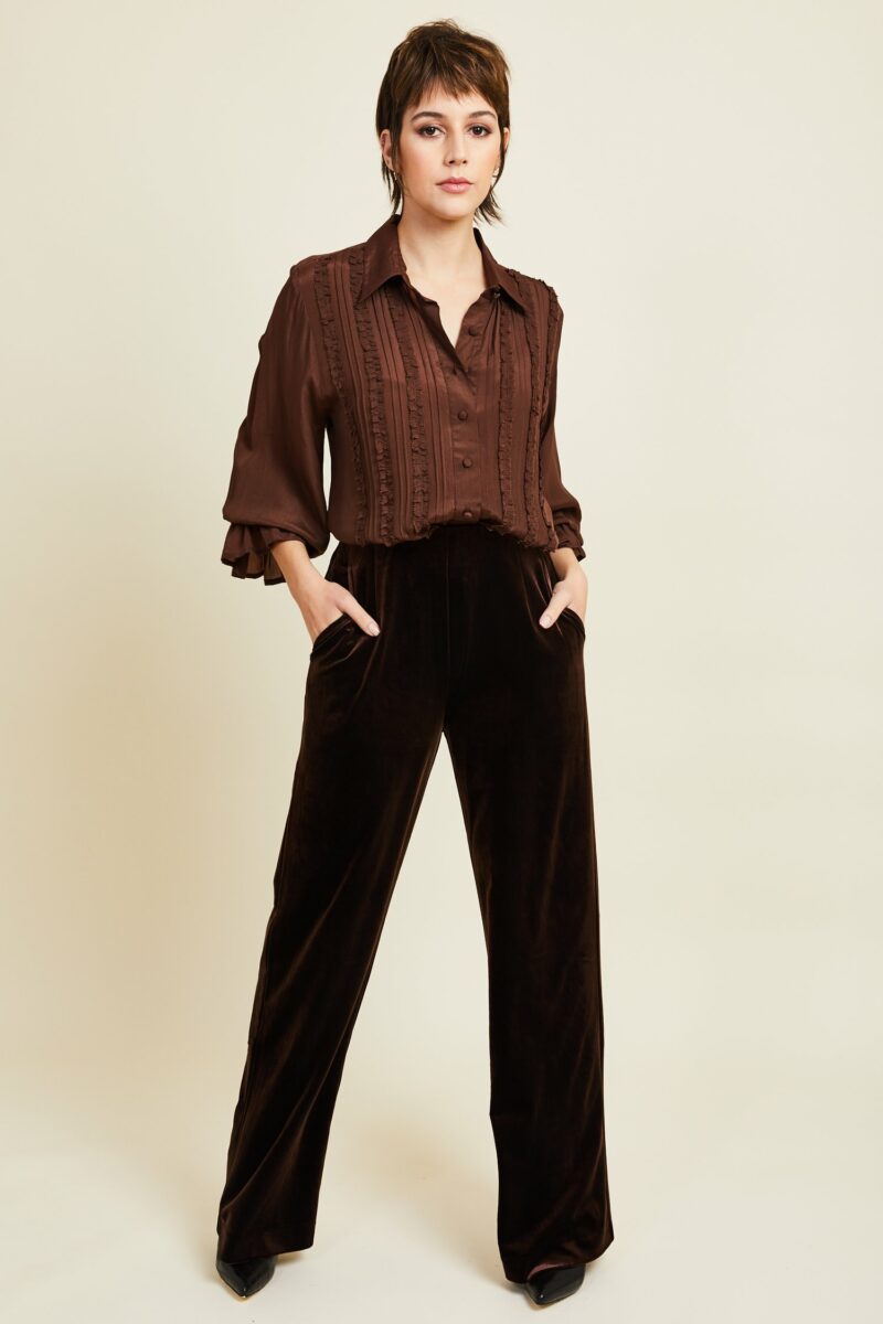 Kamare Surrey Velvet Pants Chocolate - Image 4
