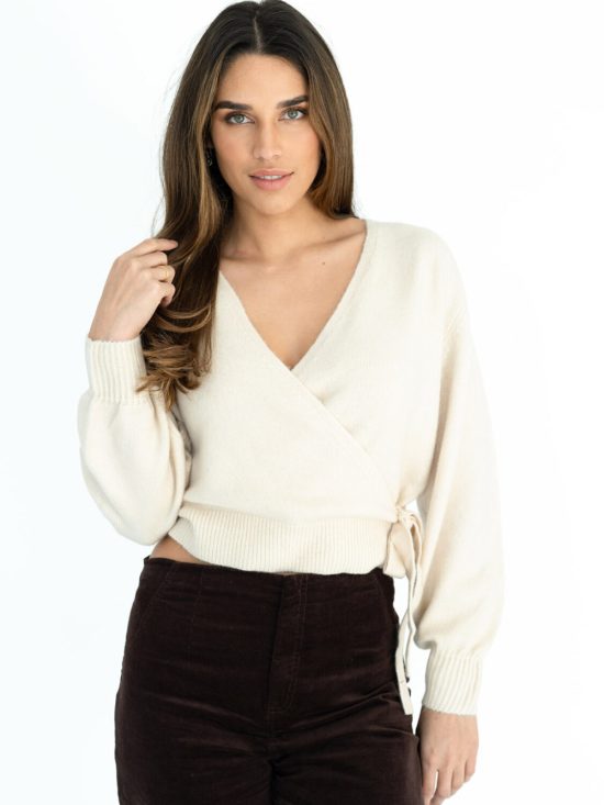 DUSK WRAP TOP - CREAM