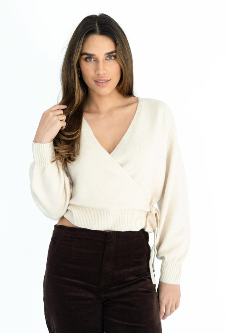 DUSK WRAP TOP - CREAM