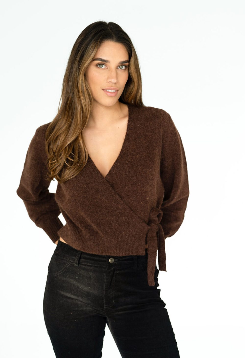 DUSK WRAP TOP - CHOCOLATE