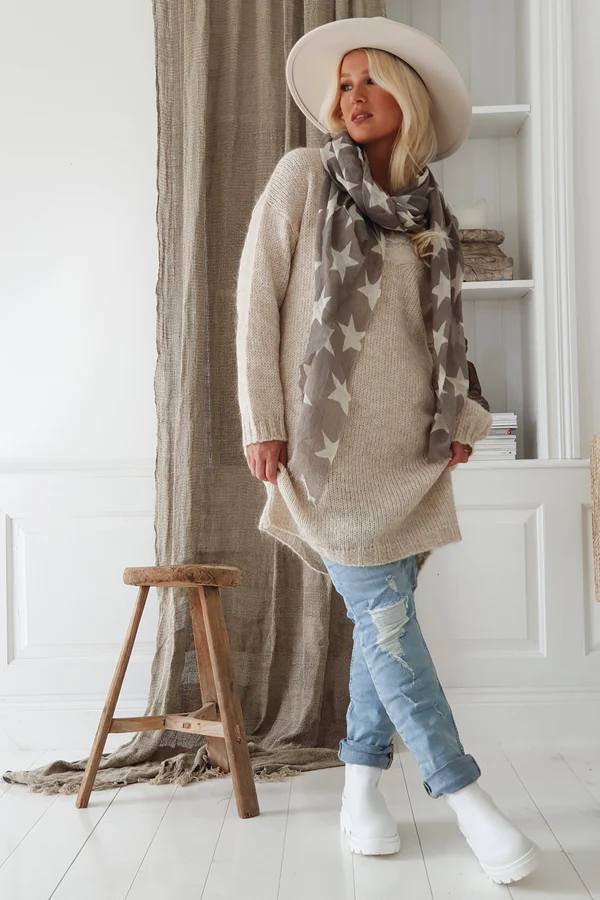 star scarf taupe