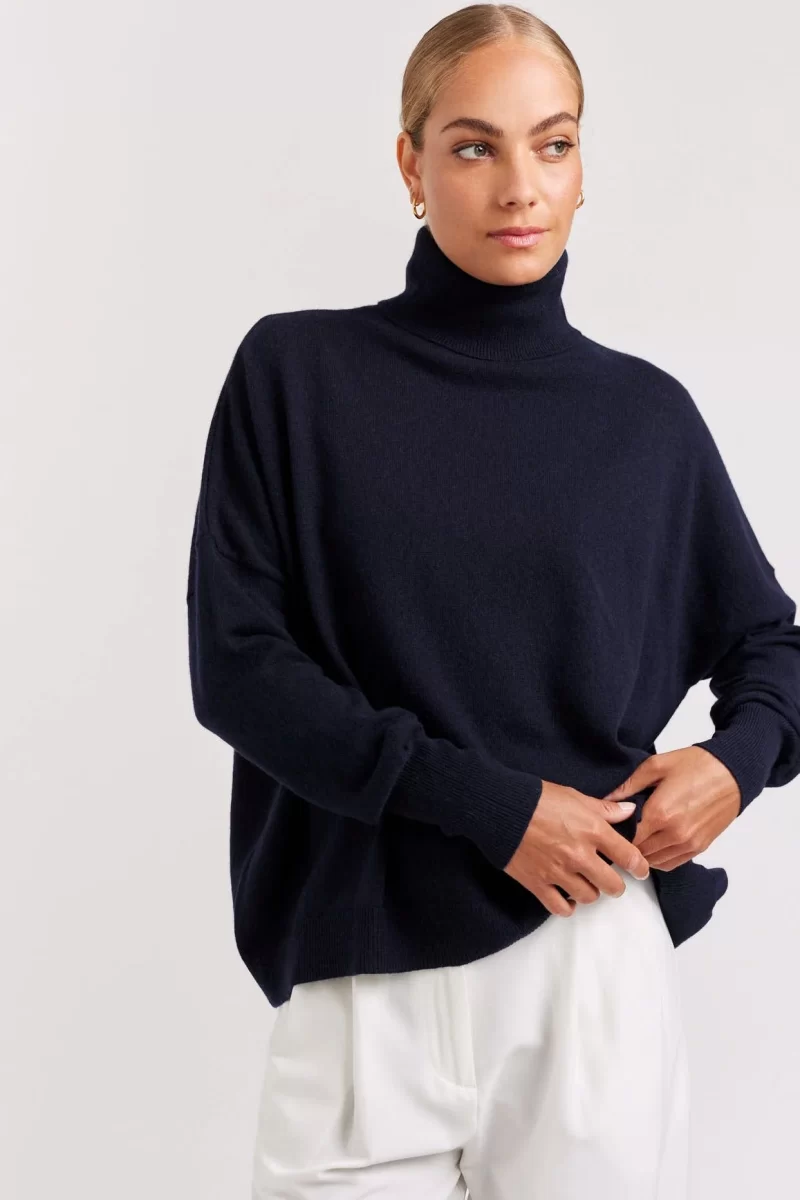 alessandra cashmere sweater a polo bay cashmere sweater in navy 40849890410790