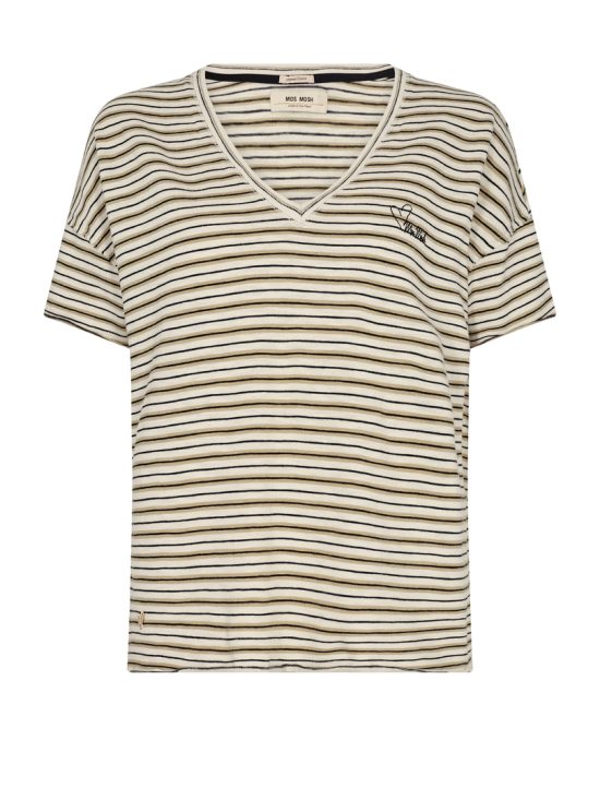 Glory V-SS Stripe Tee Birch Twill