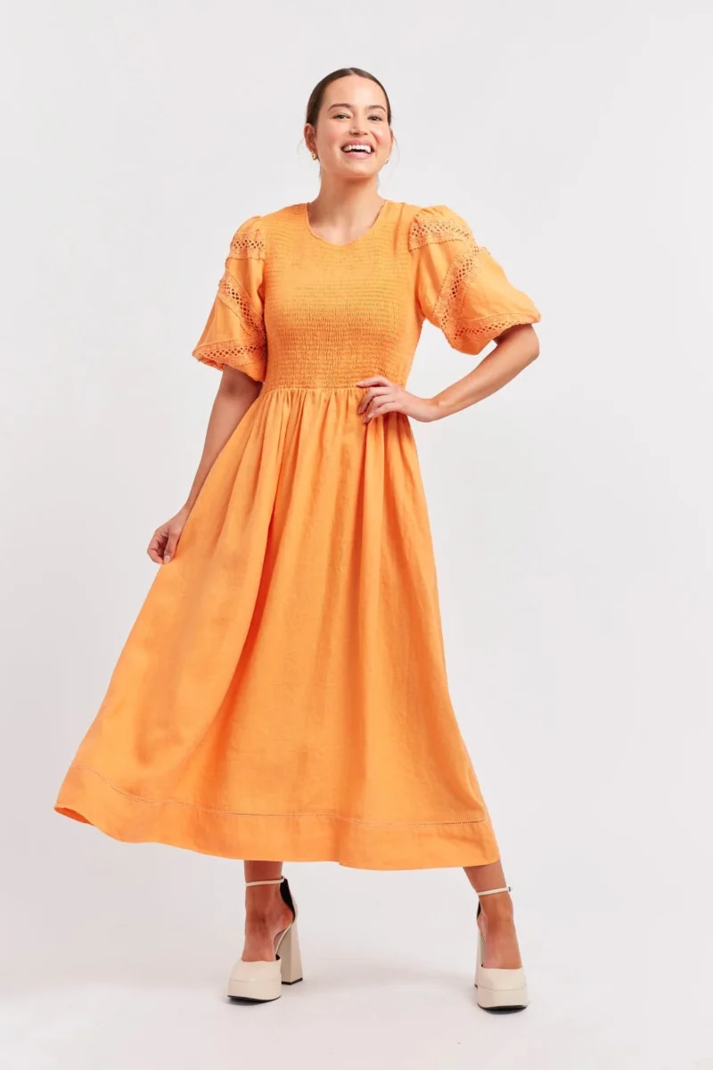 alessandra dresses claudia linen dress in marigold 42417454580006 e1694996304645