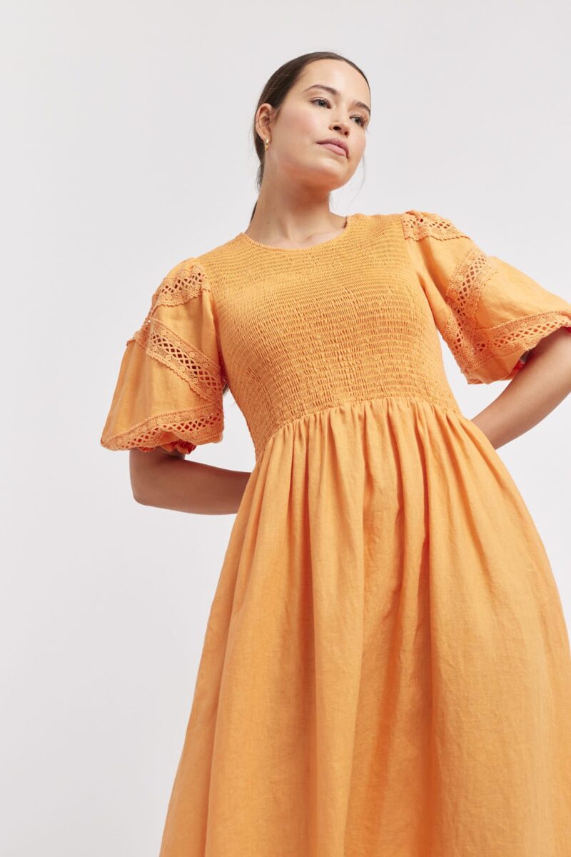 alessandra dresses claudia linen dress in marigold 42417454973222 e1694996385404