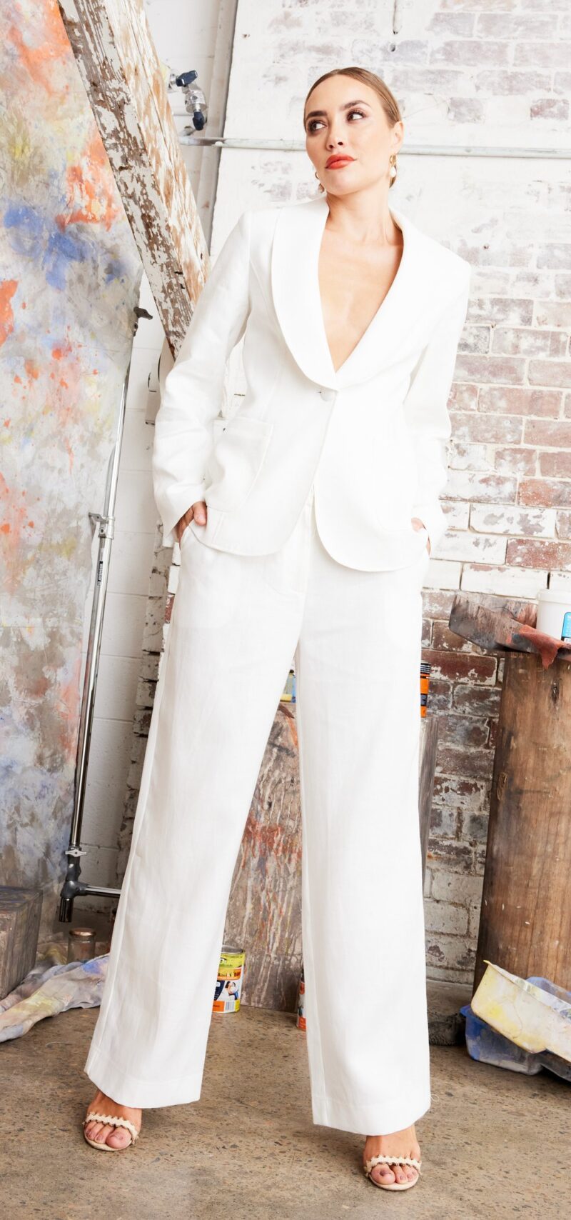 Kamare Ivory Marias Linen Twill Pant