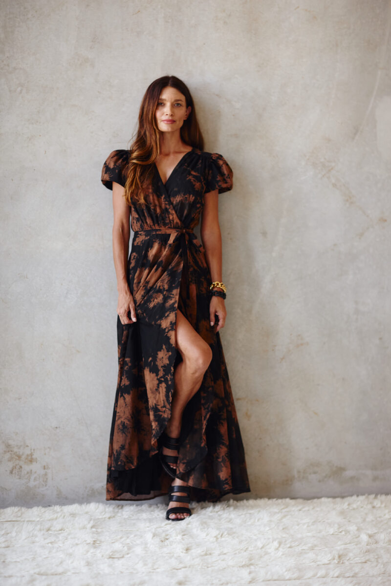 Natasha The Label Muscari Wrap Dress Marble Print