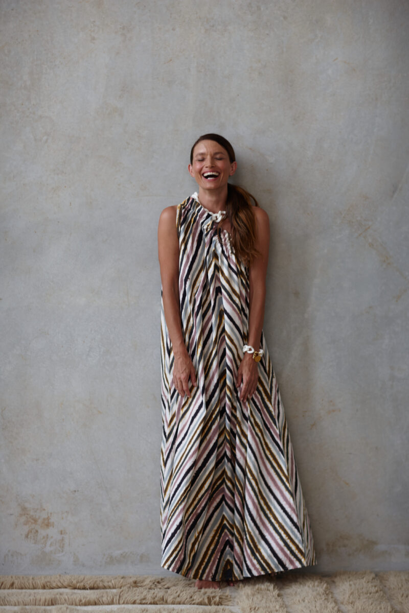 Natasha The Label Erica One Shoulder Maxi Dress Cirque Stripe Print - Image 4