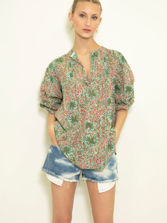 Lola Australia Gilligan Palm Print Boston Top