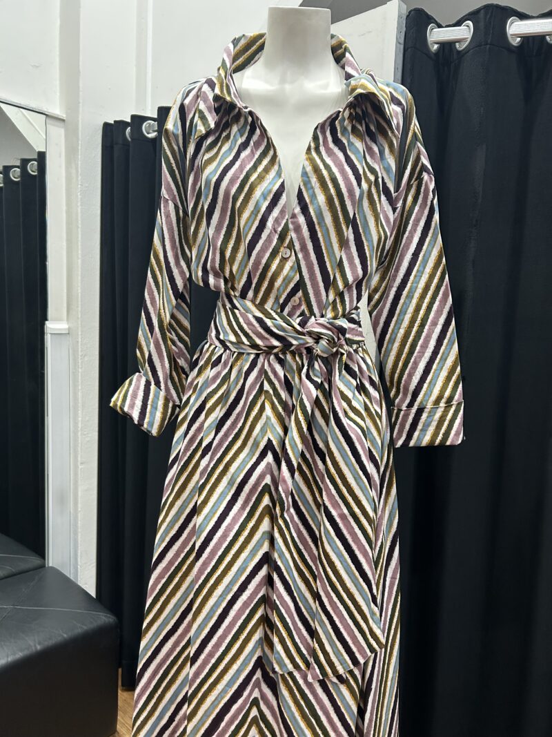 Natasha The Label Poppy Shirt Dress Cirque Stripe Print - Image 6