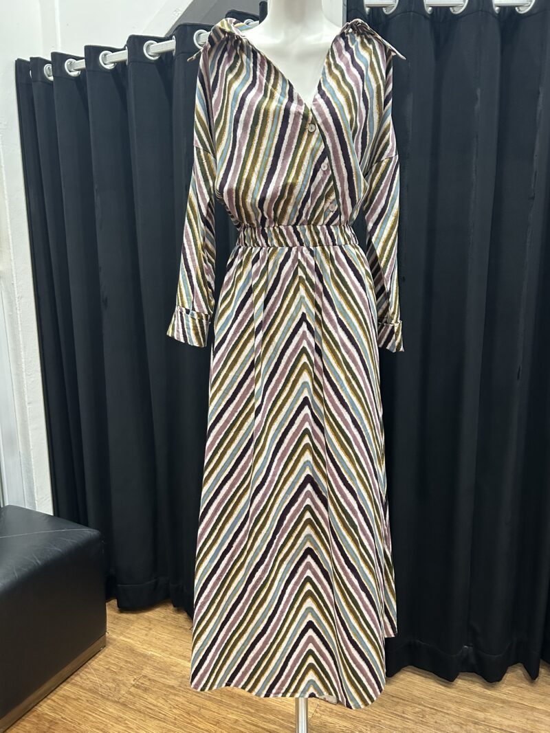 Natasha The Label Poppy Shirt Dress Cirque Stripe Print - Image 3