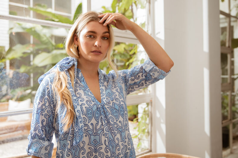 Azure and Indigo Soiree Samode Shirt Dress Blue - Image 3