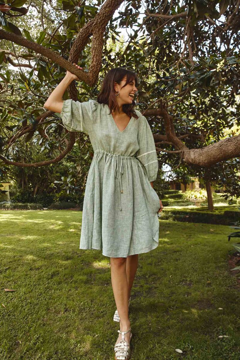 Alessandra Ada Linen Dress Houndstooth - Image 6