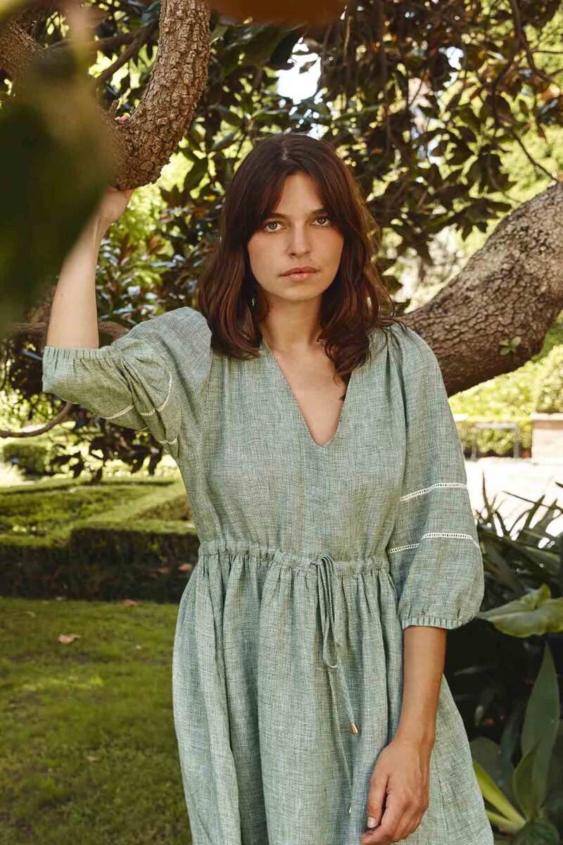 Alessandra Ada Linen Dress Houndstooth - Image 7