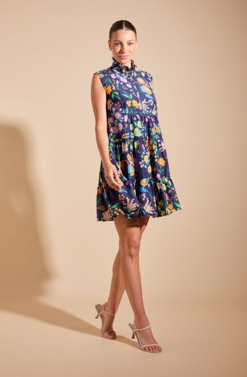 Alessandra Modena Cotton Silk Dress Rosa Garden Print - Image 3