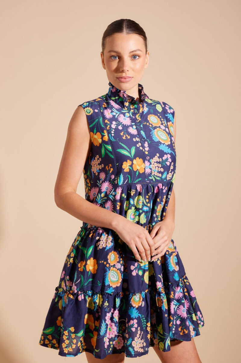 Alessandra Modena Cotton Silk Dress Rosa Garden Print - Image 4