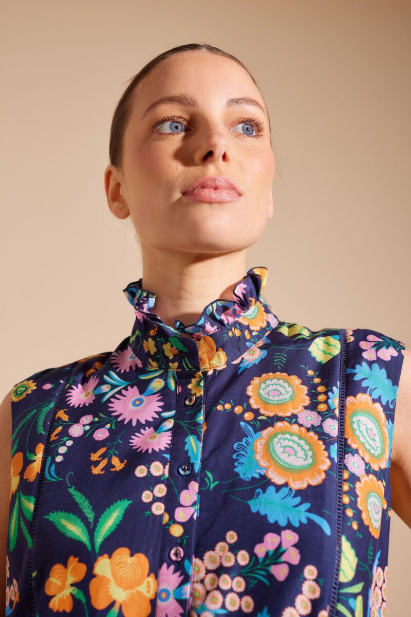 Alessandra Modena Cotton Silk Dress Rosa Garden Print - Image 5