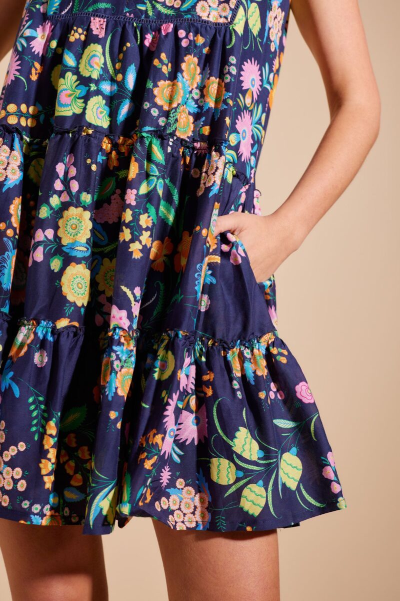 Alessandra Modena Cotton Silk Dress Rosa Garden Print - Image 6
