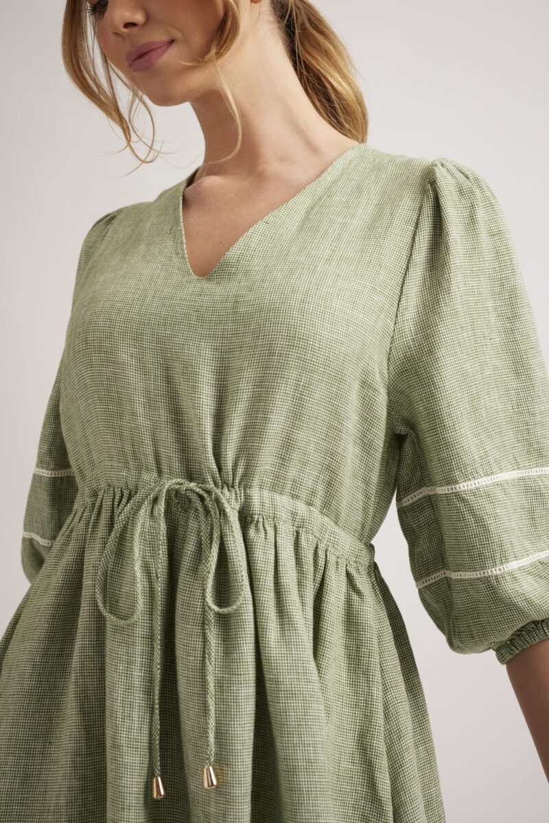Alessandra Ada Linen Dress Houndstooth - Image 3