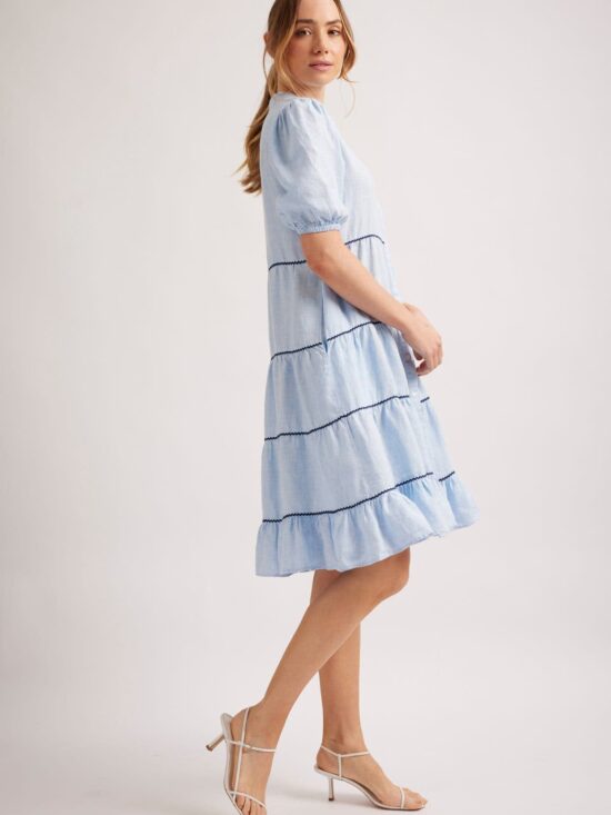 Alessandra Marcella Linen Dress Houndstooth