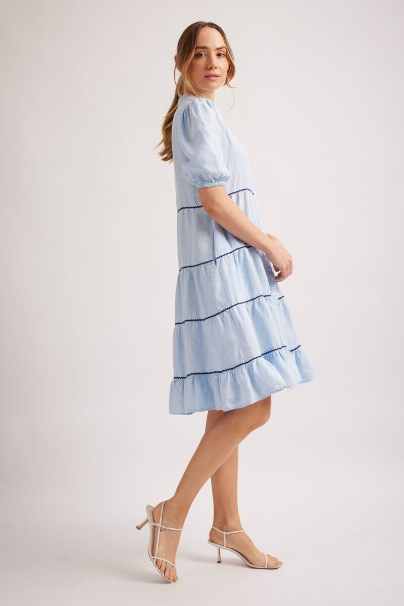 Alessandra Marcella Linen Dress Houndstooth