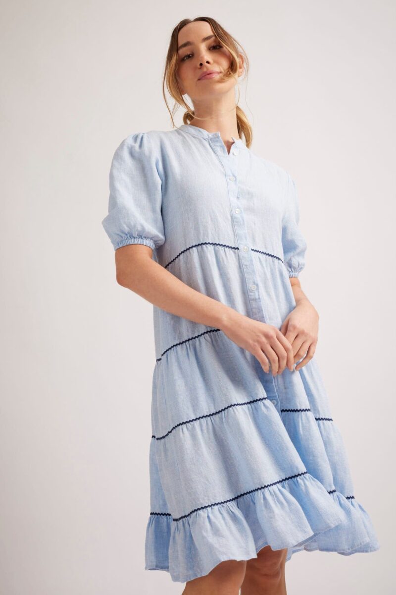 Alessandra Marcella Linen Dress Houndstooth - Image 3
