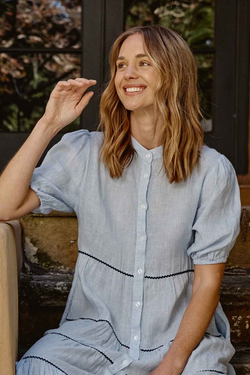 Alessandra Marcella Linen Dress Houndstooth - Image 7