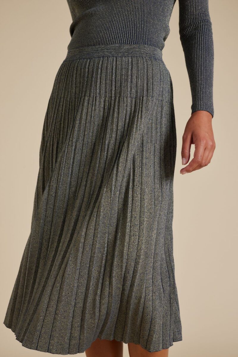 Alessandra Lexi Lurex Knit Skirt Navy - Image 6