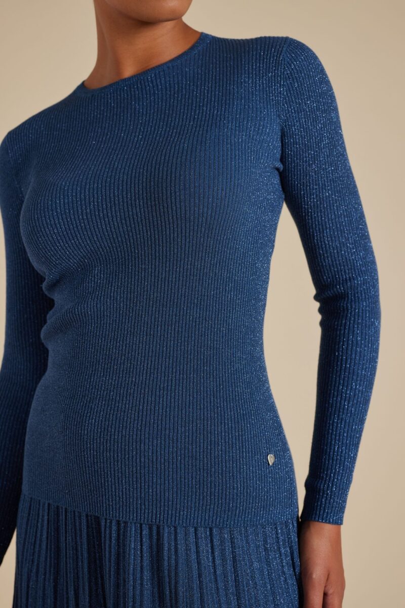 Alessandra Marley Lurex Knit Top Bluesteel - Image 3