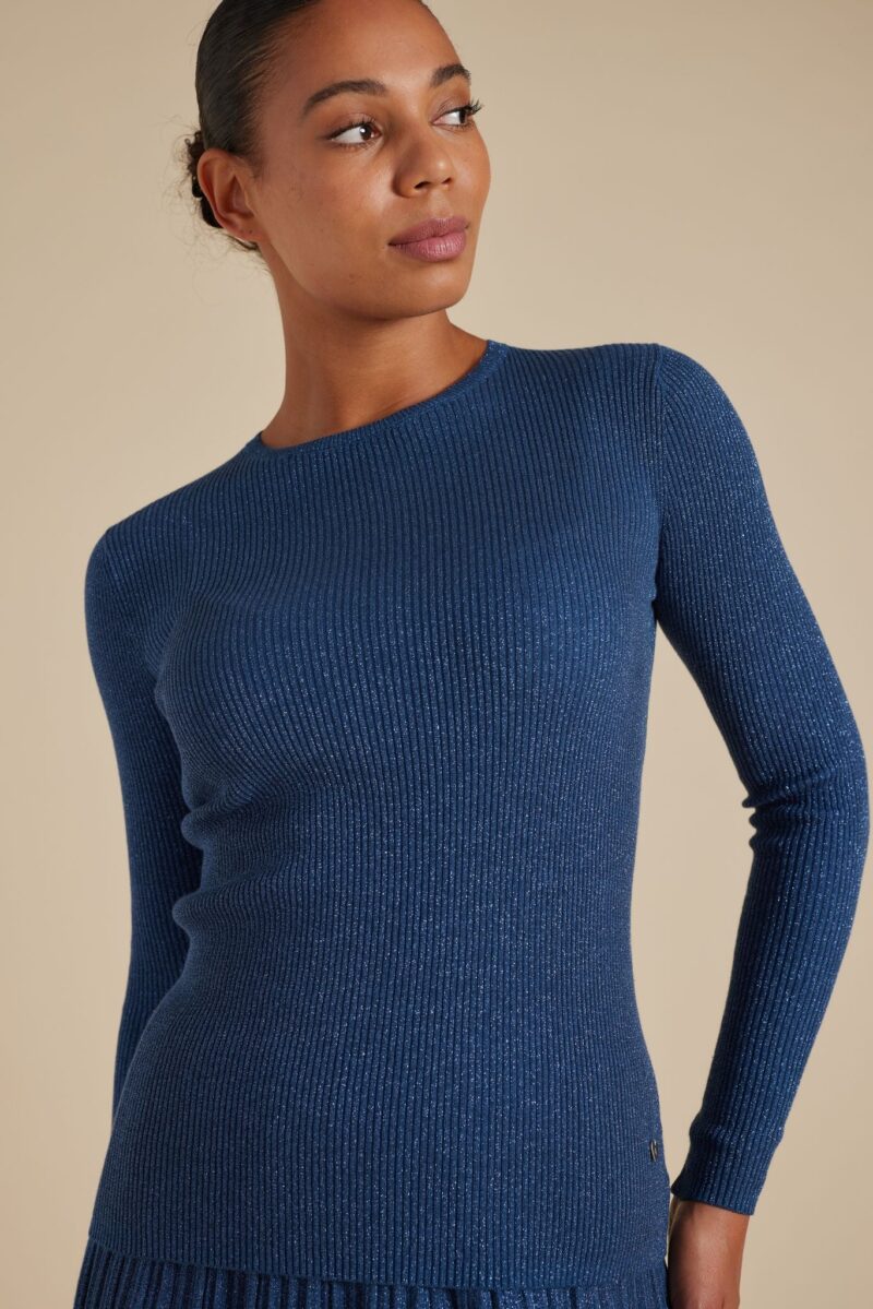 Alessandra Marley Lurex Knit Top Bluesteel