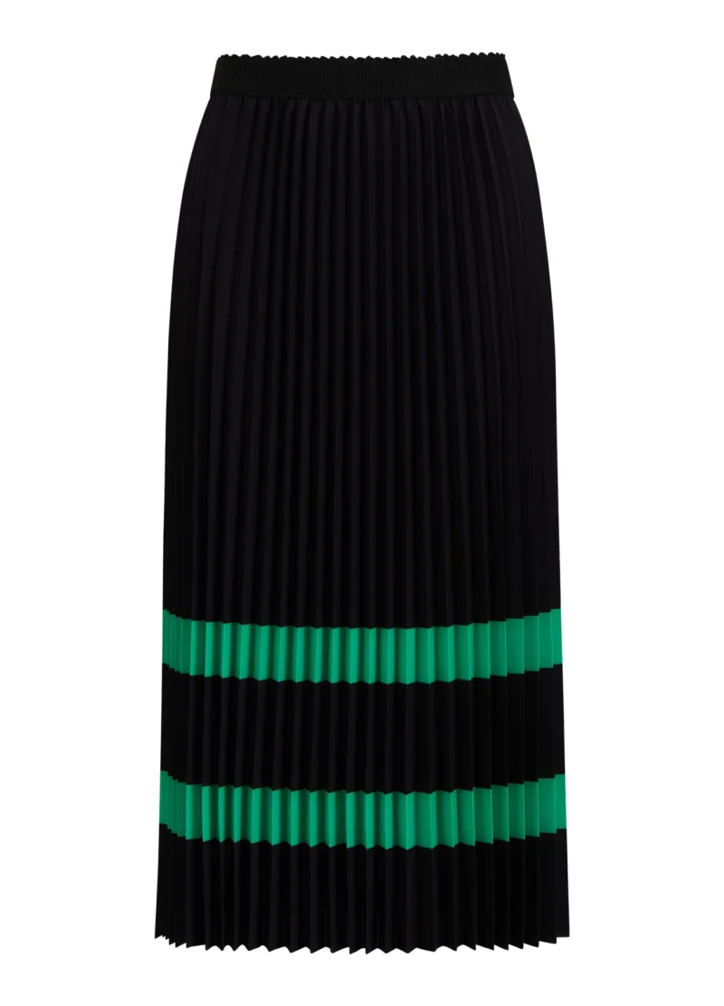 PLEATED SKIRT WITH STRIPES Skirt 234 4412 Black green stripe 108 1292x1795 e1707801634167