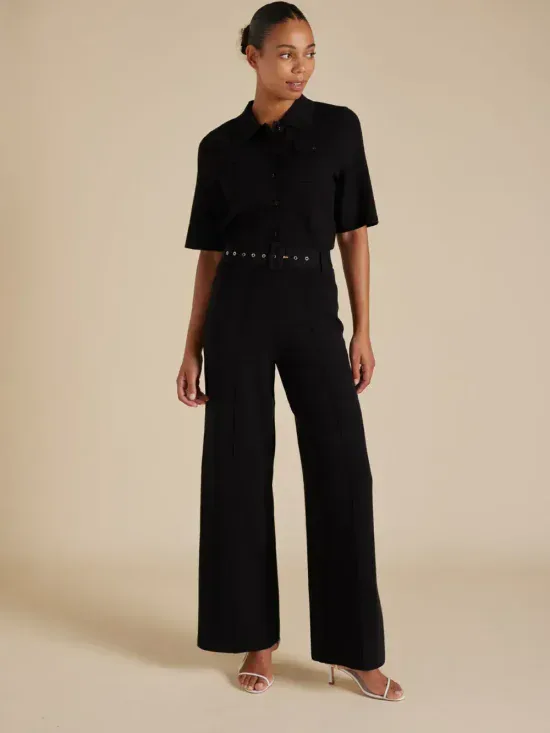 Alessandra Hamilton Crepe Knit Pant Black