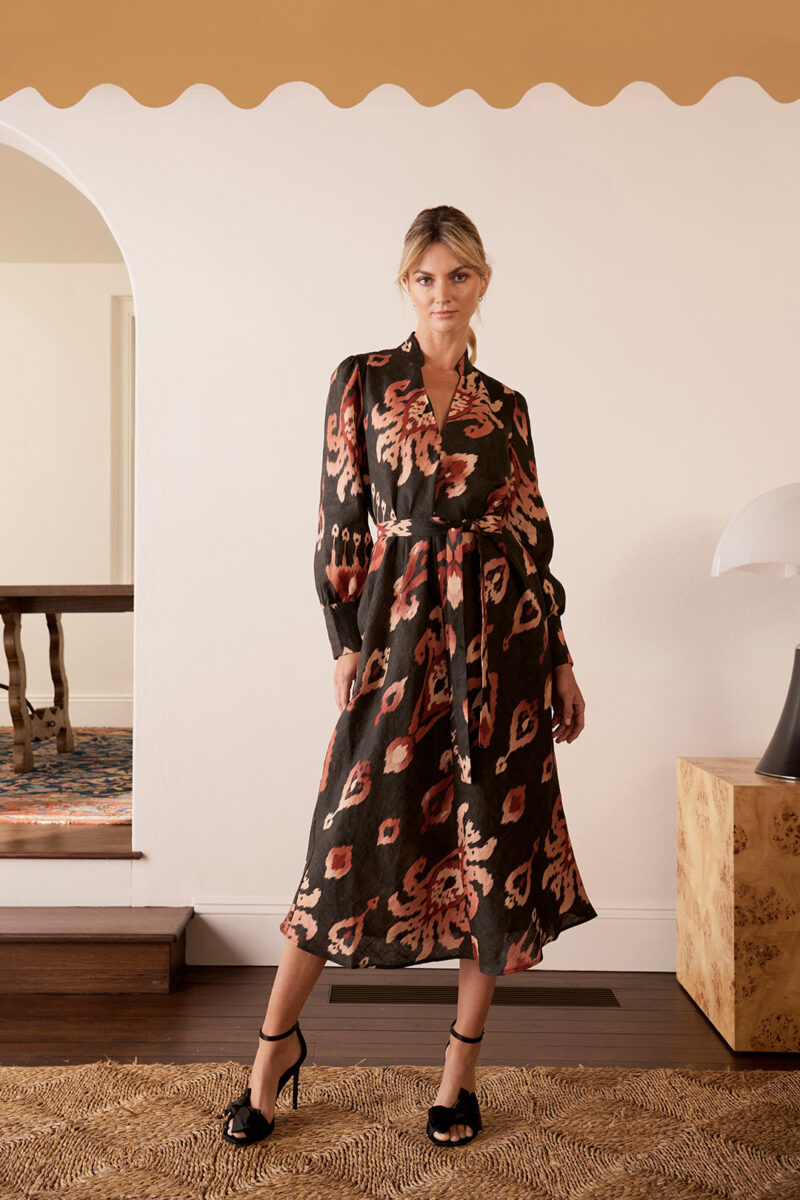 The Dreamer Label Alisha Ikat Dress Charcoal - Image 4