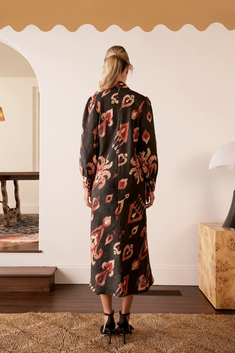 The Dreamer Label Alisha Ikat Dress Charcoal - Image 5
