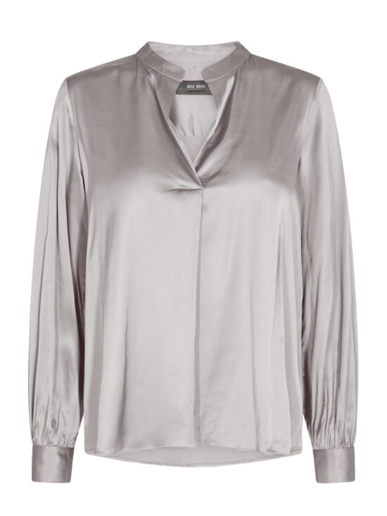 Mos Mosh Enfa Satin Blouse Quiet Grey