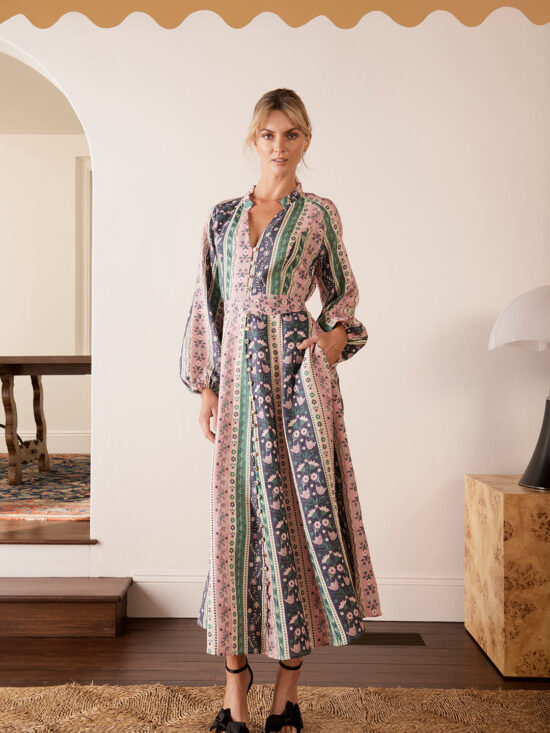 The Dreamer Label Ayala Forest Ankle Dress Green