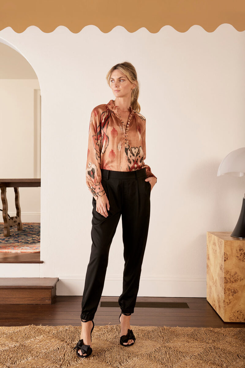 The Dreamer Label Dara Ikat Silk Blouse Toffee - Image 5