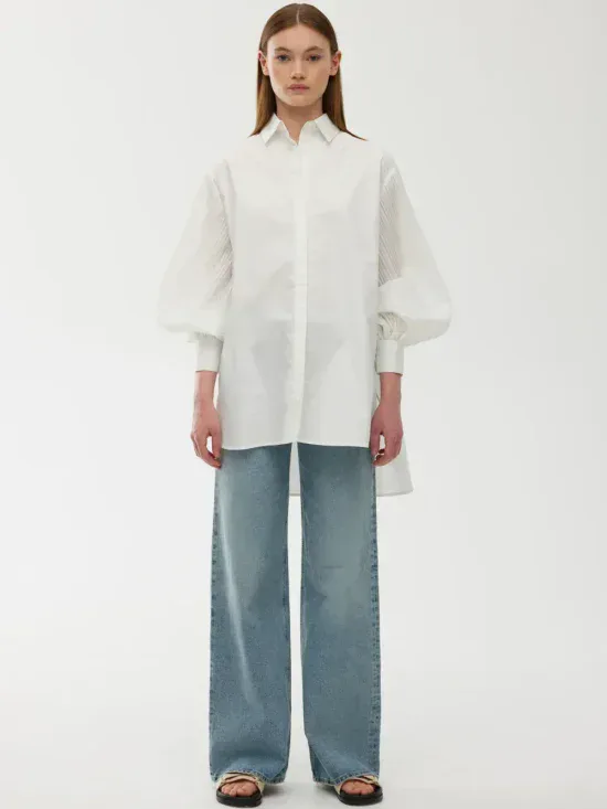Kinney Harlow Pleat Shirt Ivory